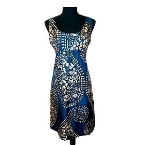 Michael Kors Sleevless Dress Silk Blue Paisley Size 4